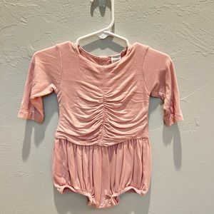 NWOT Kate Quinn 3-6mo Pink Bamboo Cotton ruched detail bubble romper